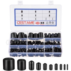 320 Pieces Rubber End Caps Black Round Vinyl End Caps Bolt Screw Covers Caps Rubber Thread Protector Caps Cover in 10 Sizes from 0.08 to 1 Inch