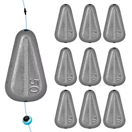 THKFISH Fishing Accessories Set Weights Fishing Sinkers No Roll Sinkers Lead Weights No Snag Flat Inline Sinker for Catfish Rigs 50 g - 10 Pieces
