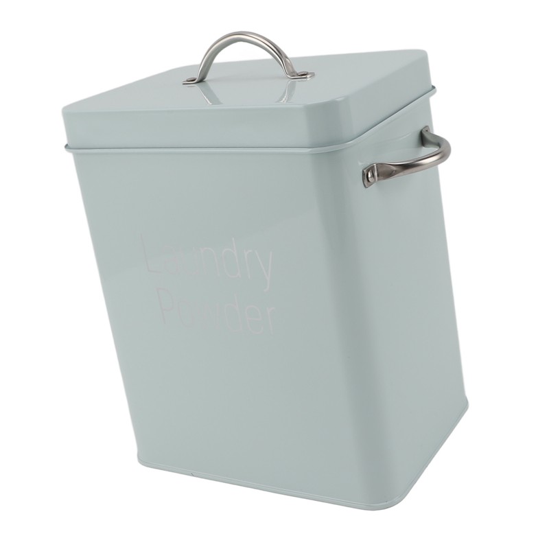 Metal Laundry Room Container with Dual Side Handles with Spoon