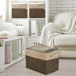 Sorbus Storage Large Basket Set [3-Pack] - 15 L x 10 W x 9 H - Big Rectangular Fabric Collapsible Organizer Bin Box with Carry Handles for Linens, Towels, Toys, Clothes, Kids Room, Nursery (Brown/Tan)