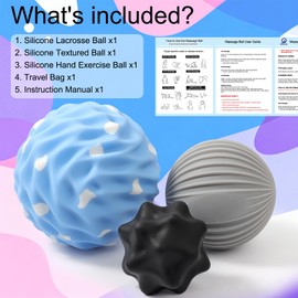 HODEMI Spiky Massage Ball Set, 3 Pack Spiky Ball, Ribbed Massage Ball & Trigger Point Ball for Deep Tissue Massage and Myofascial Release for Back, Neck, Hip, Shoulder and Foot with Mesh Bag