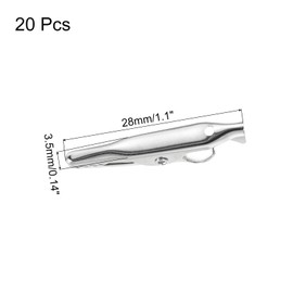 sourcing map 20Pcs Alligator Hair Clips, 28/24 x 3.5 Mm(LxW) Silver Metal Curls Crocodile Clamps for Hair, Bow Making, Grips DIY Accessories Hairpins