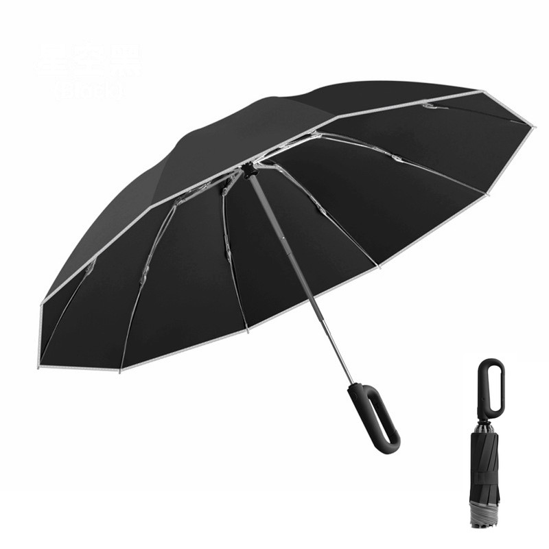 Fully Automatic Umbrella with Carabiner Handle, 10 Ribs Reverse Folding