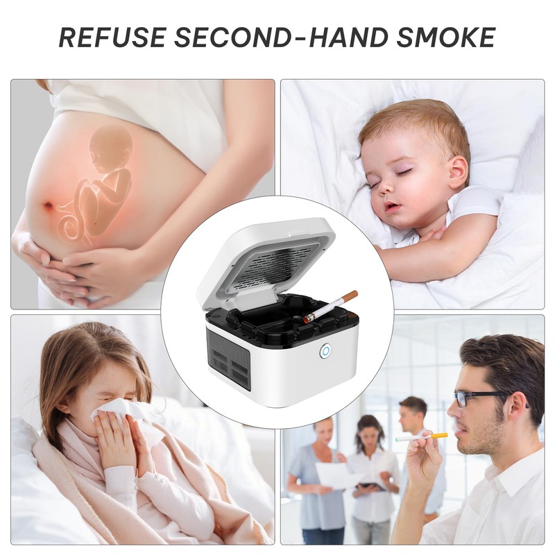 Smokeless Ashtray, Multifunctional Ashtray, Ash Purifier, HEPA Filter, USB Charging