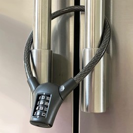 Urban August Max Refrigerator Cabinet Locks for Adults Kids Toddlers - Premium Cable Locks with Combination 4-Digit Code - Cut-Resistant Easy-to-use Multifunctional French Door Lock - One Pack