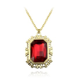 KANGSHUN The Sandman Ruby Necklace Cosplay King of Dreams Morpheus Red Stone Pendant Vintage Jewelry Costume Accessories Prop Fans Gift