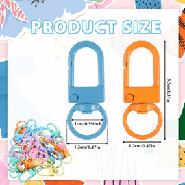 Molain Pack of 30 Mini Carabiner Keyrings, Small Carabiner Hooks, Colourful, Zinc Alloy Carabiner, Rotatable Colourful Swivel Hook for DIY Handbag, Crafts, Key Ring, Plug Jewellery