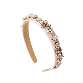 Rhinestone Headband Wide Padded Hairband Sparkle Silver Diamond Headband Crystal Bead Embellished Headbands for Women Girls (CNaPinkCrystal)
