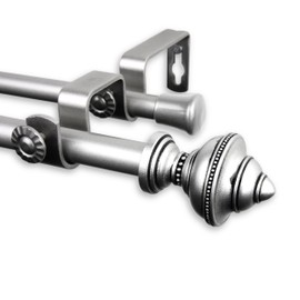 A&F Rod Decor - Javi Double Curtain Rod 28-48 inch - Satin Nickel