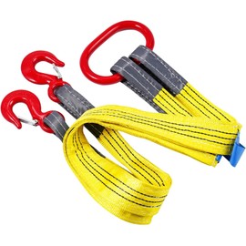 Lifting Slings Straps with Hooks, 3.3 Feet Two Leg Bridle Web Sling, 13227 Pounds Capacity, Polyester Webbing Purple Rigging Straps for Engines, Cranes, Hoists, Yellow, 10002