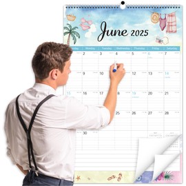 GuassLee Extra Large Wall Calendar 2025, 36"x24" Jumbo Wall Hanging Planner 19 Months from Jun. 2025 through Dec. 2026 with Watercolor Design and Thick Paper for Office School Home Teacher Academic