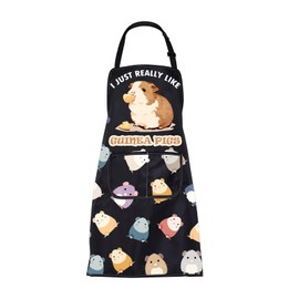 FUSTMW Guinea Pig Apron Guinea Pig Lover Gifts Cute Guinea Pigs Cooking Kitchen Chef BBQ Grill Gardening Apron with Pocket, Guinea Pig Apron, One Size
