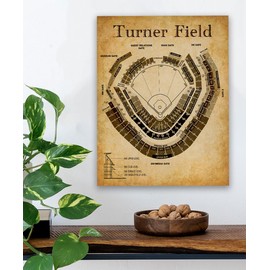 Turner Field Seating Chart 16x20 Stretched Canvas Poster – Vintage Turner Field Art, Braves Stadium Map & Diagram, Baseball Sports Memorabilia – Great for Fans, Man Caves, Game Rooms & Sports Bars