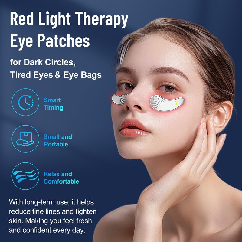 Eye Pods Red Light Therapy Patches, Portable Massager for Under-Eye
