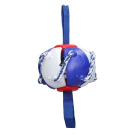Interactive Outdoor Fly Ball Flying Saucer Ball Interesting Dog Soccer Toy with Straps Blue