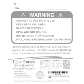 Classy Wino Funny Gag Gift - Nothing! – Hilarious Empty Prank Gifts for Birthdays, Christmas White Elephant & Secret Santa Gift Exchanges – Perfect Joke Present for Family and Friends