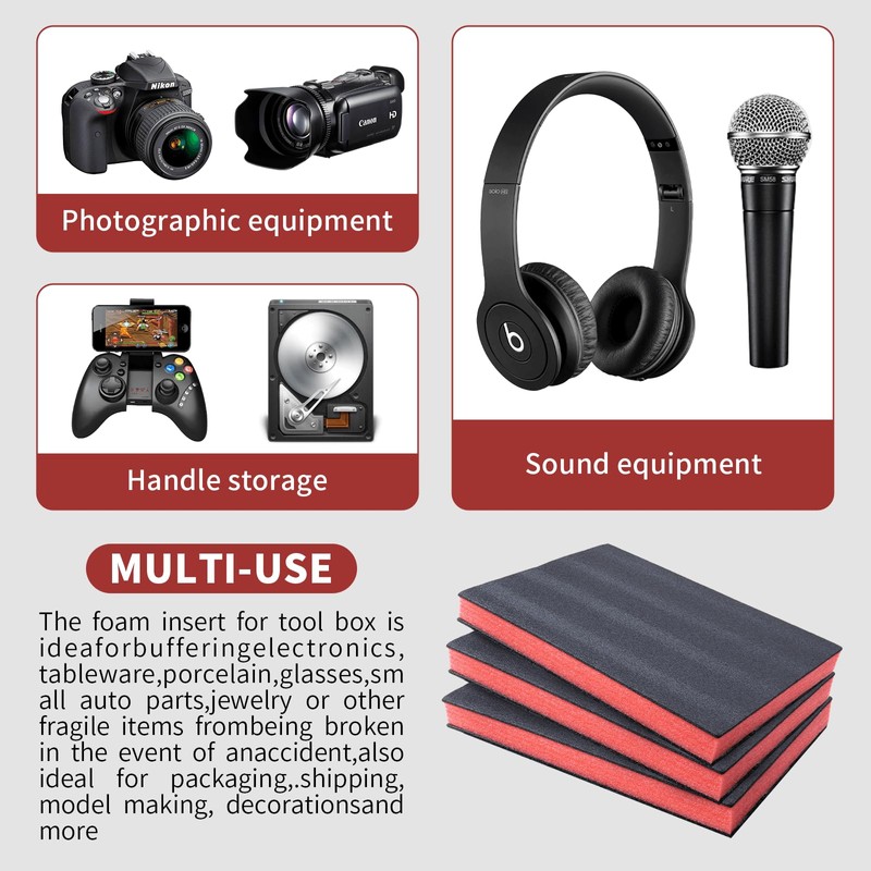 Tool Box Organizer Cuttable Polyurethane Craft Foam Pads 16x12x1.5 Inch