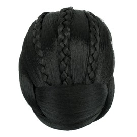 IMISSU Braided Chignon Dancer Hair Cover Doughnuts Hair Pieces Hair Bobbles Hair Bun Wig Clips Updo Wedding Party for Women (M3 Black)