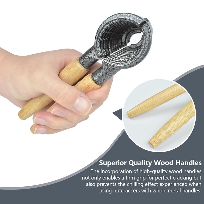 MOAZIFI Nutcracker, walnuts, hazelnut cracker with non-slip wooden handle and
