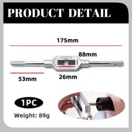 Adjustable Tap Wrench Handle, for Metric M1-M12 W1/16-1/2 Taps, Thread Tap Holder Reamer Hand Tapping Tool for Machinist Repair, Medium Carbon Steel Handle with Nickel Plated，tap Wrench