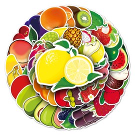 Fruits Stickers for Laptop(50 PCS),Gift for Children Teens Adults Girl Boys,Waterproof Stickers for Water Bottle,Fruits Vinyl Stickers for Scrapbook,Skateboard,Bike,Phone,Dairy