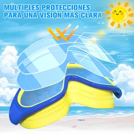 Gafas de Natación para Niños, Goggles para Niños, Gafas de Natación Antivaho y Antifugas, Anteojos de Natación Ajustables de Silicona, Protección UV, Adecuado para Niños y Niñas de 3 a 16 años