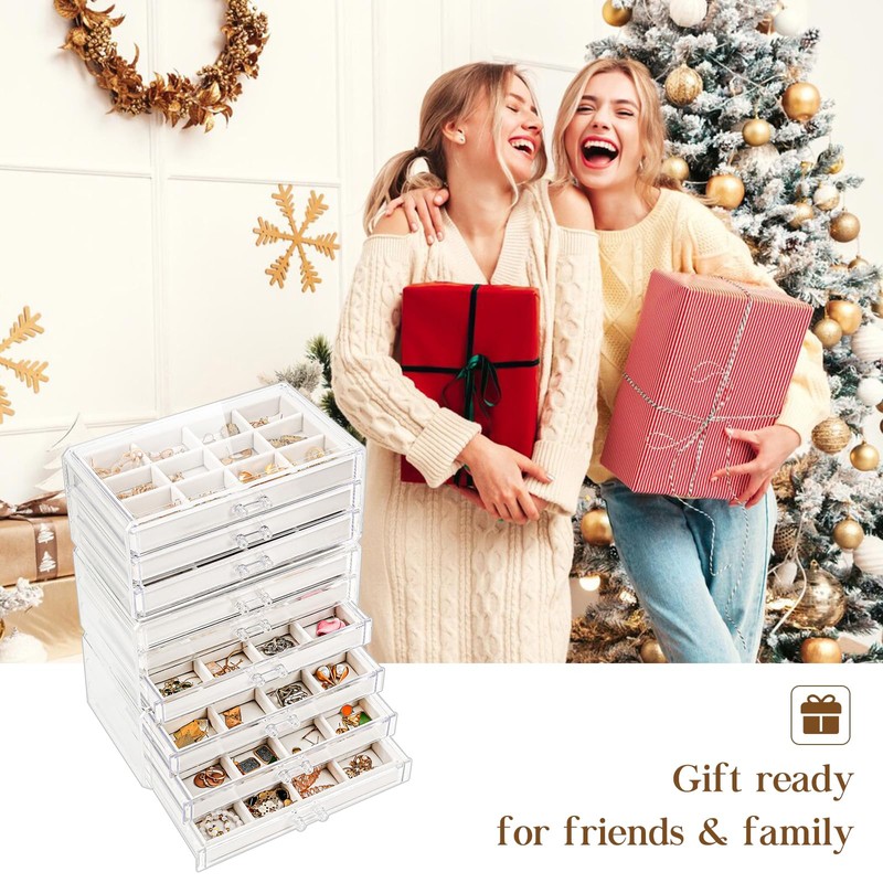 Lolalet Earring Holder Organizer Box Jewelry Storage with 9 Drawers,