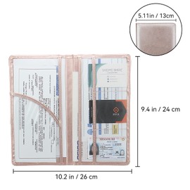 Miunice Car Registration and Insurance Holder, Premium Pu Leather Vehicle Glove Box Organizer - for Driver License, Cards & Essential Documents (L-Rose Gold)