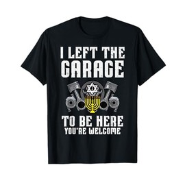 Hanukkah Left Garage Be Here Chanukah Mechanic Men Boys Kids T-Shirt