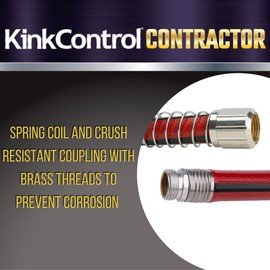 Kink Control Contractor Grade Hose with High Burst Strength, Spring Coil and Crush Resistant Couplings, Made in the USA 3/4 x 50 ft