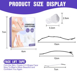 QIYUDA Face Lift Tape, 80 PCS V Shaped Facial Neck Tape Lifting Invisible for Hiding Double Chin Wrinkles