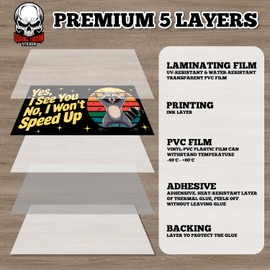 Yes I See You No I Won't Speed Up | Bumper Sticker or Car Magnet | Vintage Raccoon Waterproof Vinyl Sticker for Trucks Vans Cars [7.5x3.75]