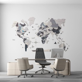 3D Wooden World Map House Decor Living Room 3D Home Wall Art Office Decoration Wood Wall Decor World Map 3D Art Large Travel Gift Office Bedroom (Medium, Nordik)