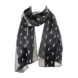 Pamper Yourself Now Musical Notes and treble clef thin scarf. Great present/gift for music lovers, Lovely music scarf for choirs and musical groups. (black)