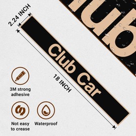 Drive-up Golf Cart Name Plate for Club Car DS and Carryall Models Decal Black Gold-18" X 2.24"