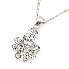 Barzaz Women's Clover Necklace, Simple, Quatrefoil Crystal, Metal, Crystal
