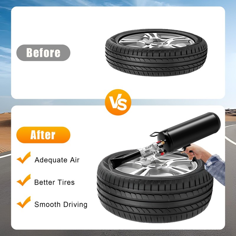 8L Portable Tire Inflator Air Compressor with Digital Gauge
