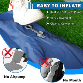 Afurkuot Self Inflating Camping Sleeping Pad, Built-in Foot Pump & Pillow Inflatable Camping Mat Single Air Mattress for Hiking, Camping Mattress Sleeping Pad for Camping Hiking Tent Travel