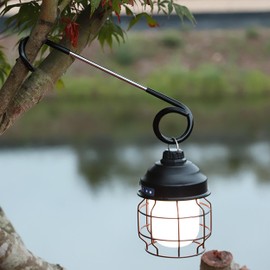 AYMQC Camping Lantern Holder Tent Poles Post Hook Outdoor Double Ended Lantern Hook for Camping Garden Hanging Lanterns Kettle Garbage Bags Pack of 2 (Black)