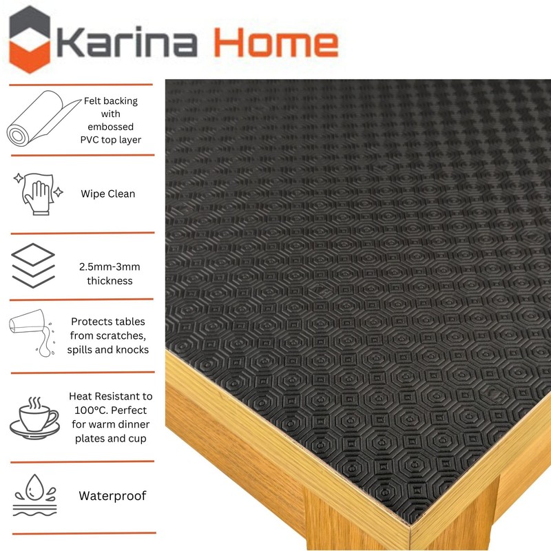 Karina Home Table Protector (Black, 300cm x 140cm)