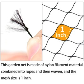 VBWSL 6 x 50 FT Bird Netting for Garden, 1" Square Mesh Size Heavy Duty Nylon Chicken Coop Netting for Blueberry Bushes, Fruit Trees and Vegetable Against Birds, Deer, Squirrels (6X50FT)
