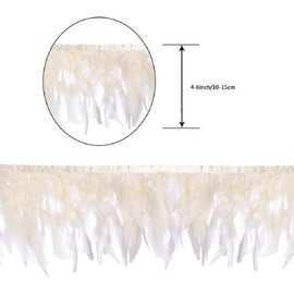 5 Yards Turkey Feathers Fringe Trim Width 4-6 inches for Crafts Clothing Decoration Craft Feather Fringe Trim Clothing Accessories (Beige)