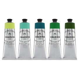 Charvin Fine Artists' Oil Paints - Elite Artists' Oils from The French Riviera for Painting, Artists, Bulk, Classrooms, Plein Aire, & More! - [Greens Set 2-150 mL Set of 5]