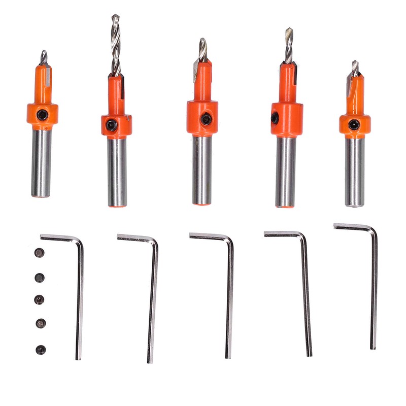 5Pcs Countersink Drill Bit Set High Hardness Strong Cutting Force