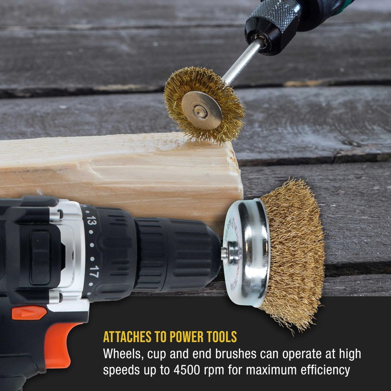 Dura-Gold 12-Piece Abrasive Brass-Coated Wire Wheel, Cup Brush, and End
