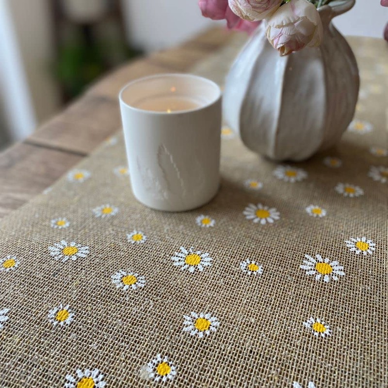 Luck and Luck Daisy Hessian Table Runner, Easter Party Table