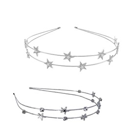 Guyode Beautiful Headband Stars Headband Girls Fashionable and Versatile Metal Glitter Headband Fascinating Silver Fairy Headpiece for Women Girls Party Wedding Hair Accessories