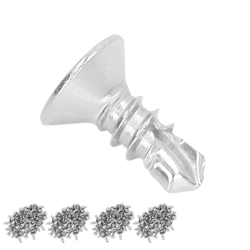 200Pcs Self Drilling Screw Countersunk Cross Stainless Steel 13mm Length