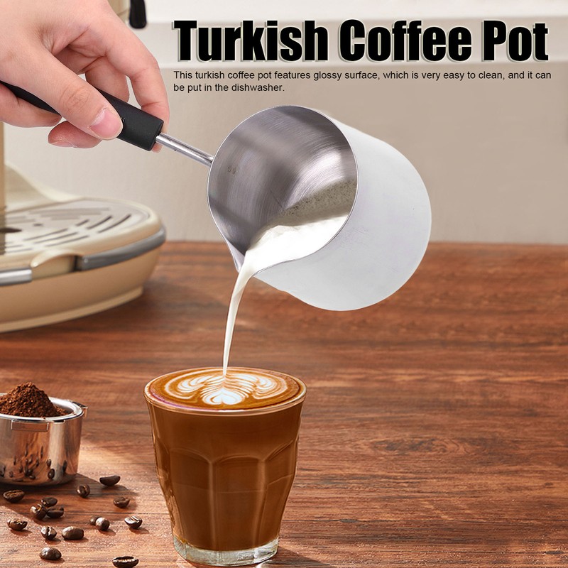 Turkish Coffee Pot 600ml Stainless Steel Glossy Surface High Temperature