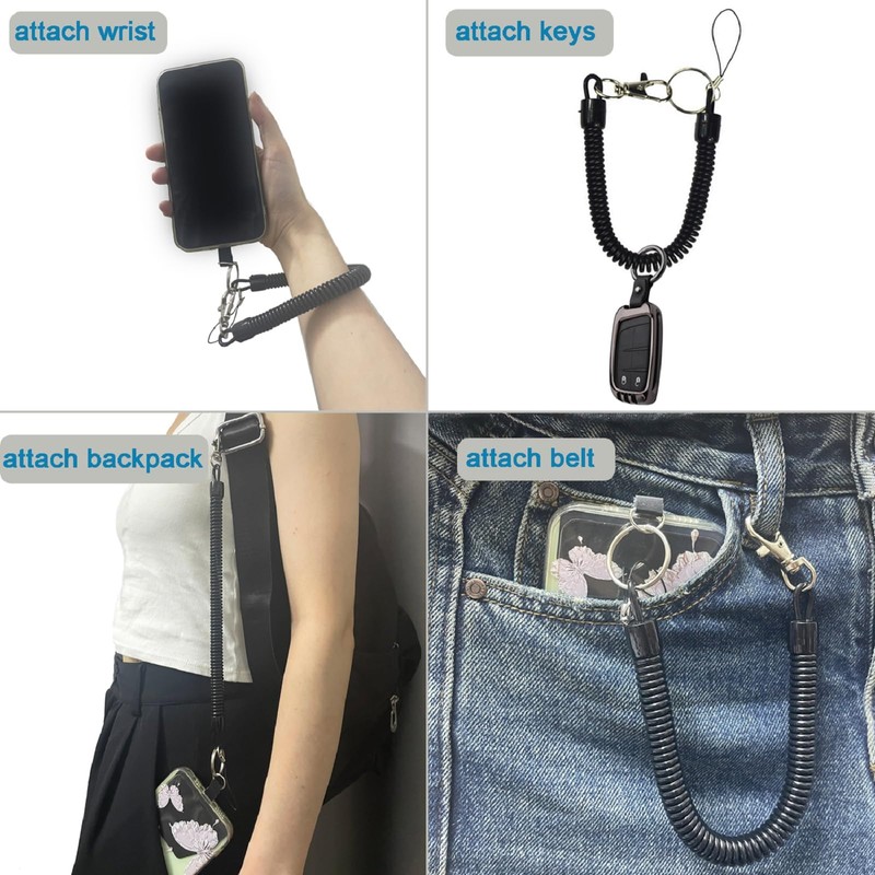 Moslyn Phone Lanyard Tether Tab 2 Phone Spring Wrist Strap